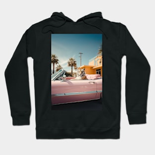 Cool Tiger in a pastel Cabrio in Palm Springs Hoodie